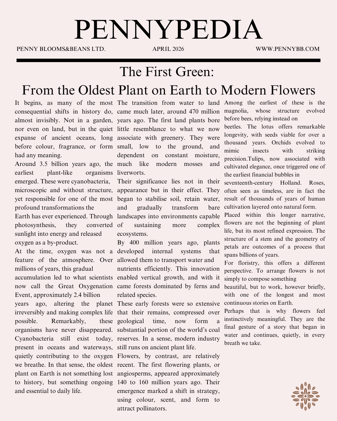 The First Green: From the Oldest Plant on Earth to Modern Flowers