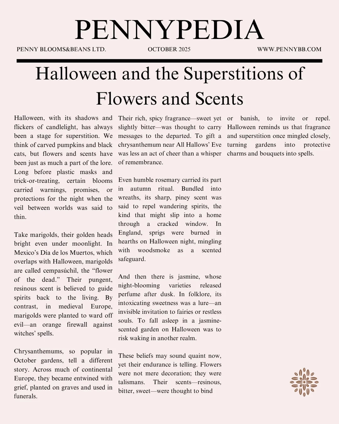 Halloween and the Superstitions of Flowers and Scents